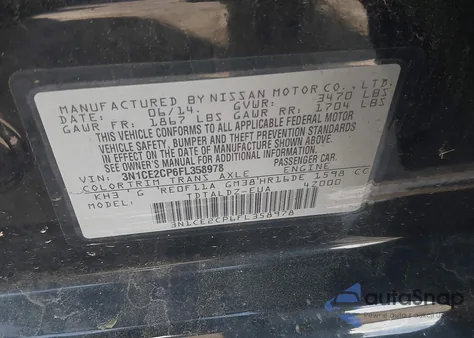 2015 Nissan Versa Note Sv z USA, uszkodzony, nr VIN 3N1CE2CP6FL358978